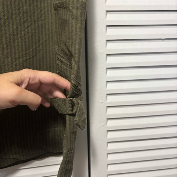 Clio Olive Green Cargo Striped Cotton Midi Skirt - Zip and Button Size 8 - Picture 4 of 8